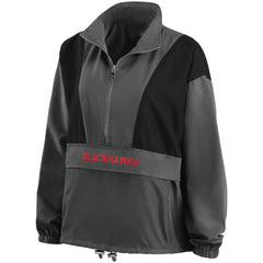 NHL Charcoal Chicago Blackhawks WEAR by Erin Andrews Women's Popover Packable Half-Zip Jacket