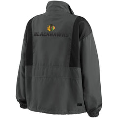 NHL Charcoal Chicago Blackhawks WEAR by Erin Andrews Women's Popover Packable Half-Zip Jacket