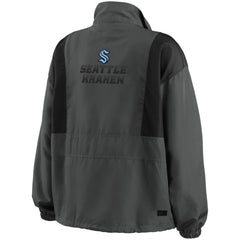 NHL Charcoal Seattle Kraken WEAR by Erin Andrews Women's Popover Packable Half-Zip Jacket