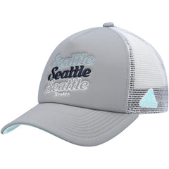 NHL Gray/White Seattle Kraken adidas Women's Foam Trucker Snapback Hat