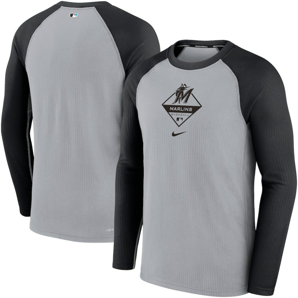 MLB Miami Marlins Nike Game Authentic Collection Performance Raglan Long Sleeve T-Shirt