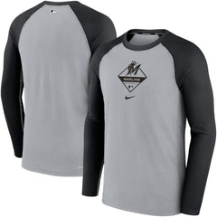 MLB Miami Marlins Nike Game Authentic Collection Performance Raglan Long Sleeve T-Shirt