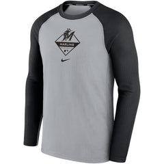 MLB Miami Marlins Nike Game Authentic Collection Performance Raglan Long Sleeve T-Shirt