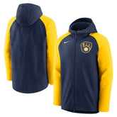 MLB Milwaukee Brewers Nike Authentic Collection Performance Raglan Full-Zip Hoodie
