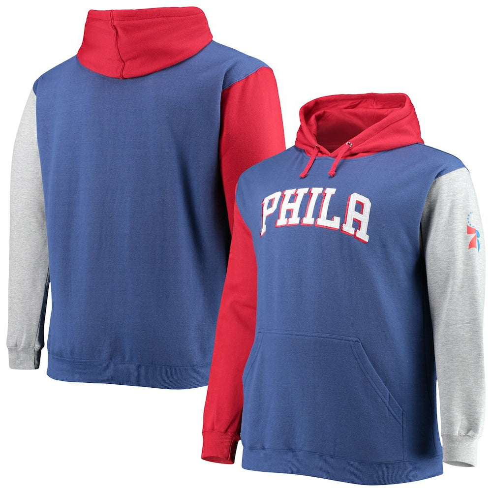 NBA Philadelphia 76ers Big & Tall Double Contrast Pullover Hoodie