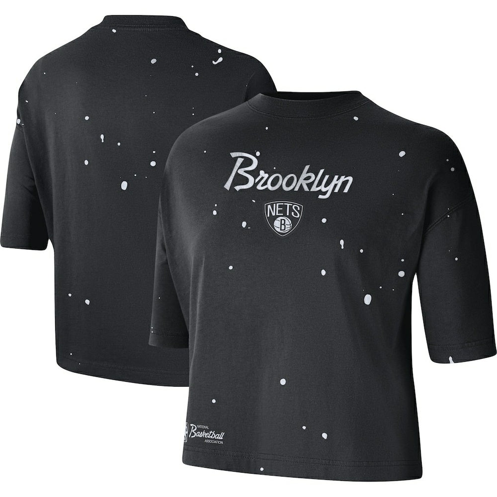 NBA Brooklyn Nets Women's Courtside Splatter Cropped T-Shirt