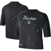 NBA Brooklyn Nets Women's Courtside Splatter Cropped T-Shirt