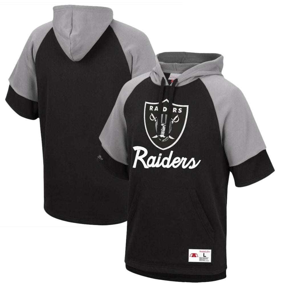 Home Advantage Raglan Short Sleeve Pullover Hoodie - Las Vegas Raiders