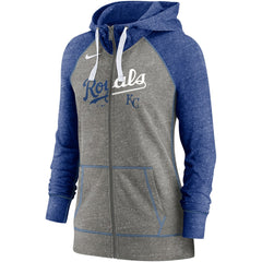 MLB Kansas City Royals Nike Women's Split Wordmark Gym Vintage Raglan Lightweight Full-Zip Hoodie