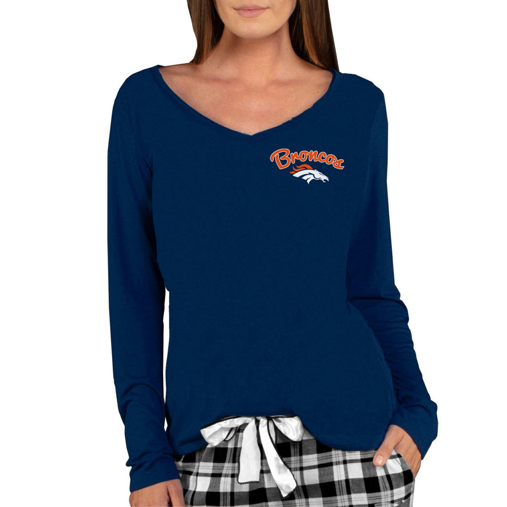 Concepts Sport Women's Marathon Knit Long Sleeve Lightweight V-Neck Lounge Top - Denver Broncos