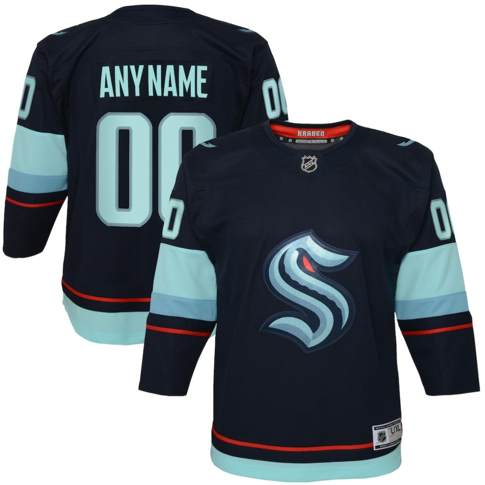 NHL Navy Seattle Kraken Youth Home Premier Custom Jersey