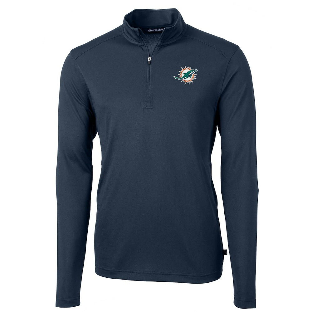 Cutter & Buck Virtue Eco Pique Recycled Quarter-Zip Pullover Jacket - Miami Dolphins