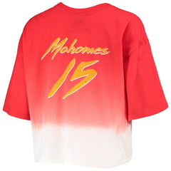 Patrick Mahomes Majestic Threads Women's Dip-Dye Player Name & Number Crop Top - Kansas City Chiefs