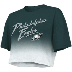 Jalen Hurts Majestic Threads Women's Dip-Dye Player Name & Number Crop Top - Philadelphia Eagles