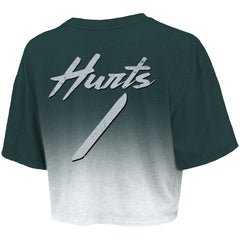 Jalen Hurts Majestic Threads Women's Dip-Dye Player Name & Number Crop Top - Philadelphia Eagles
