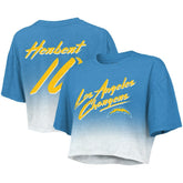 Justin Herbert Majestic Threads Women's Dip-Dye Player Name & Number Crop Top - Los Angeles Chargers