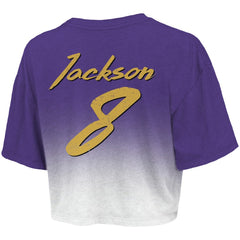 Lamar Jackson Majestic Threads Women's Dip-Dye Player Name & Number Crop Top - Baltimore Ravens