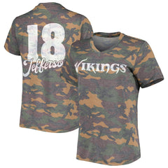 Justin Jefferson Women's Name & Number Tri-Blend V-Neck T-Shirt - Minnesota Vikings