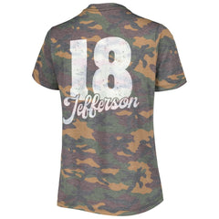 Justin Jefferson Women's Name & Number Tri-Blend V-Neck T-Shirt - Minnesota Vikings