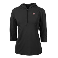 Cutter & Buck Women's Virtue Eco Pique Half-Zip 3/4 Sleeve Pullover Hoodie - New York Giants