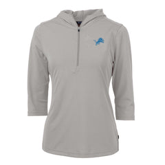 Cutter & Buck Women's Virtue Eco Pique Half-Zip 3/4 Sleeve Pullover Hoodie - Detroit Lions