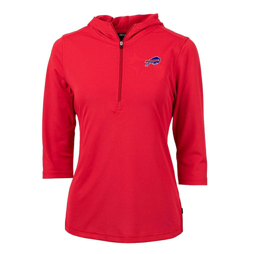 Cutter & Buck Women's Virtue Eco Pique Half-Zip 3/4 Sleeve Pullover Hoodie - Buffalo Bills