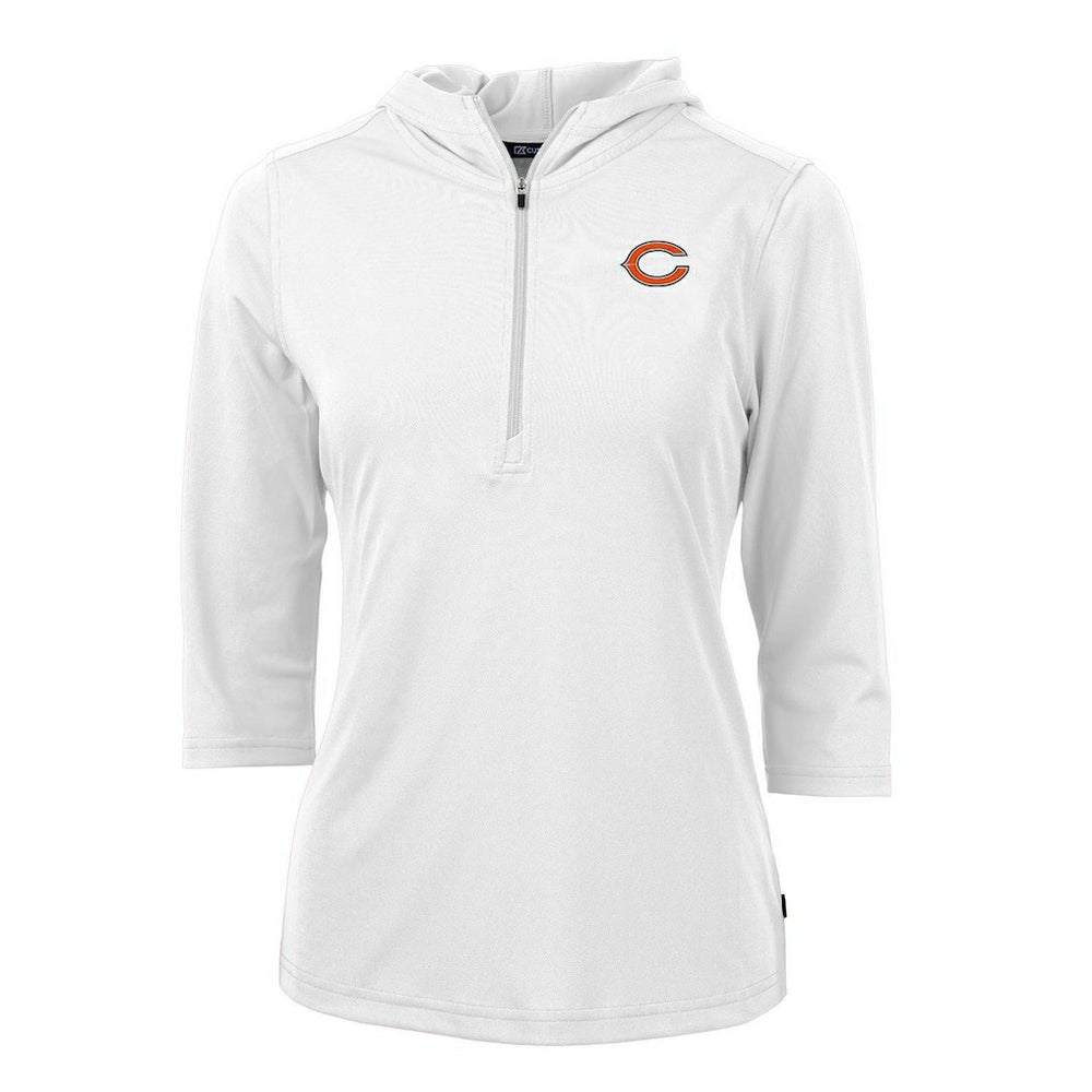 Cutter & Buck Women's Virtue Eco Pique Half-Zip 3/4 Sleeve Pullover Hoodie - Chicago Bears