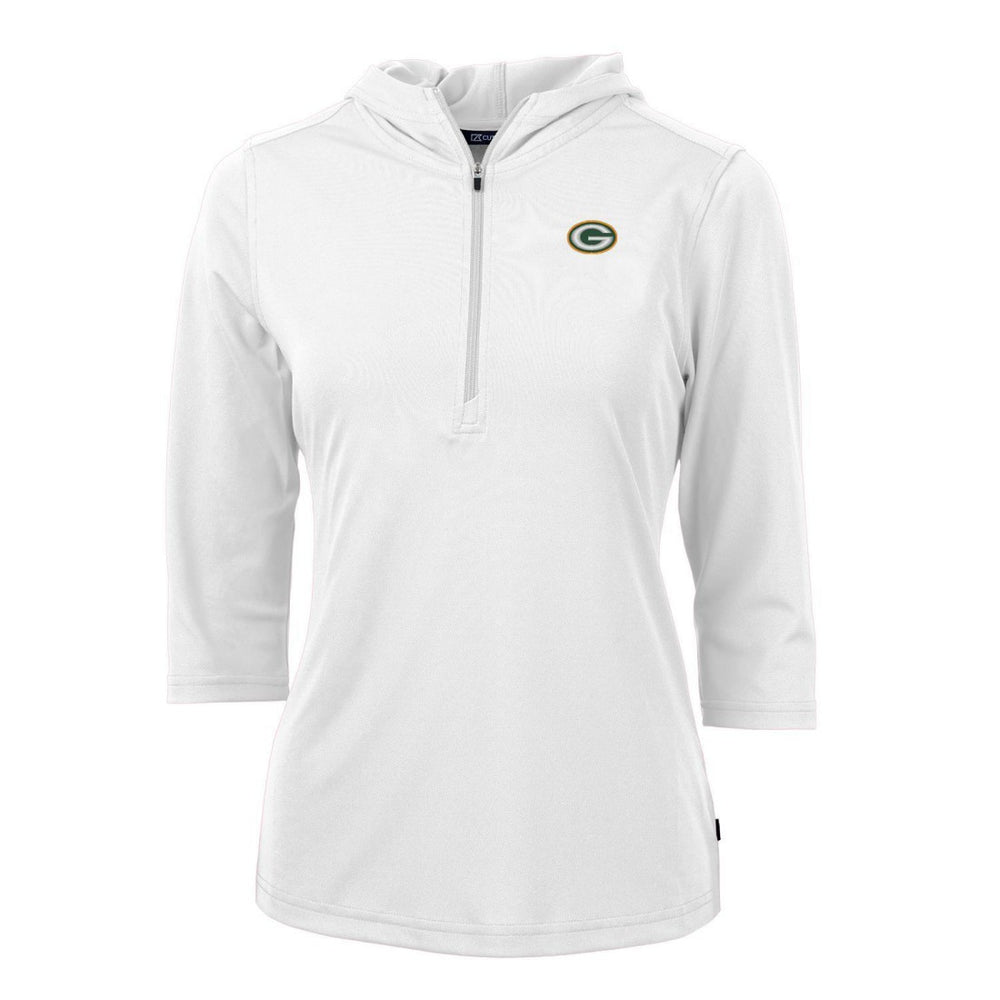Cutter & Buck Women's Virtue Eco Pique Half-Zip 3/4 Sleeve Pullover Hoodie - Green Bay Packers