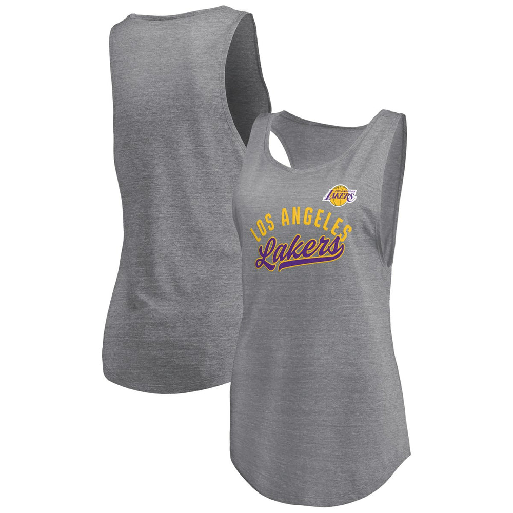 NBA Los Angeles Lakers Women's Quality Time Open Scoop Neck Tri-Blend Tank Top