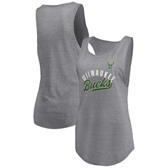 NBA Milwaukee Bucks Women's Quality Time Open Scoop Neck Tri-Blend Tank Top