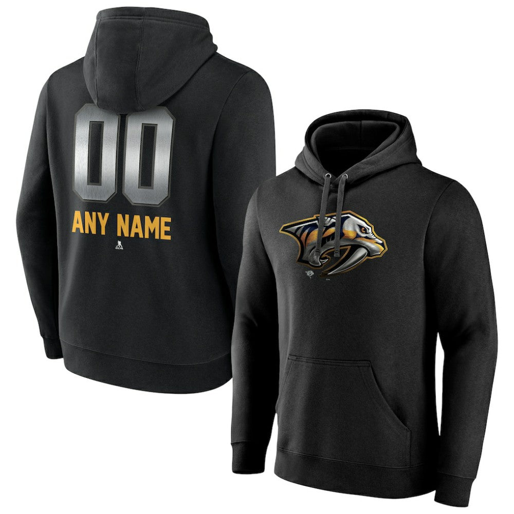 NHL Black Nashville Predators Personalized Midnight Mascot Logo Pullover Hoodie