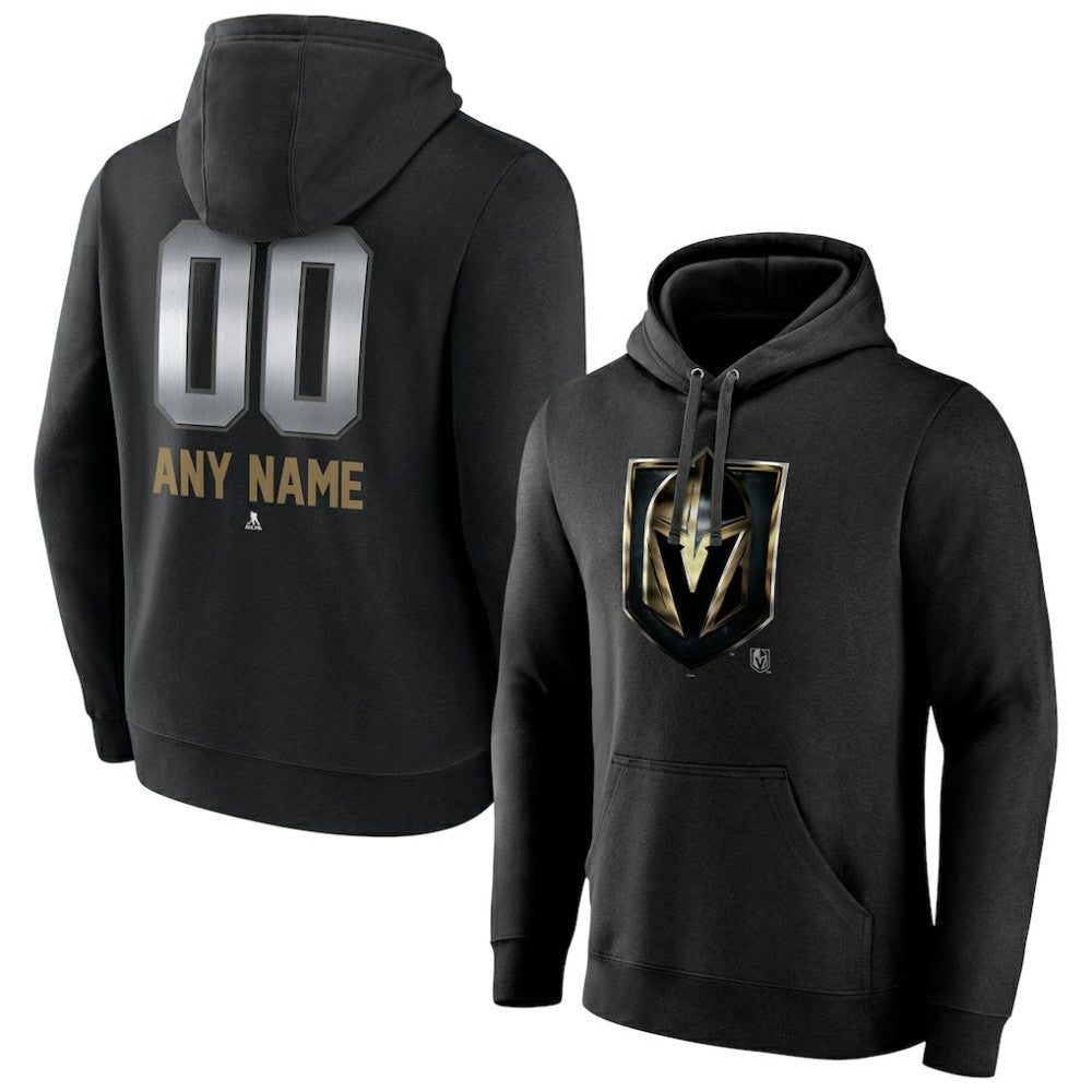 NHL Black Vegas Golden Knights Personalized Midnight Mascot Logo Pullover Hoodie
