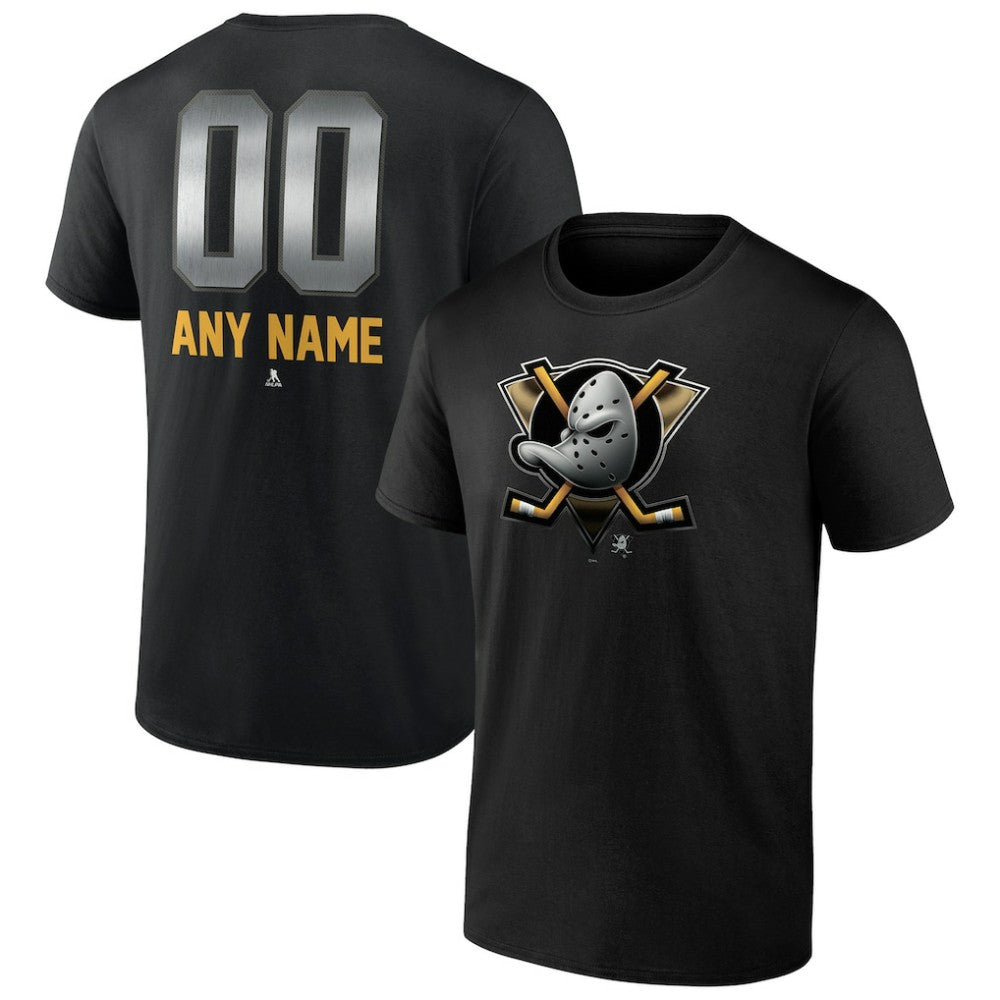 NHL Black Anaheim Ducks Personalized Midnight Mascot Logo T-Shirt