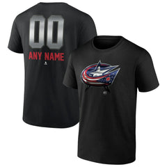 NHL Black Columbus Blue Jackets Personalized Midnight Mascot Logo T-Shirt