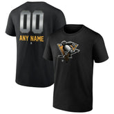 NHL Black Pittsburgh Penguins Personalized Midnight Mascot Logo T-Shirt