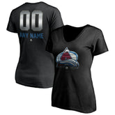NHL Black Colorado Avalanche Women's Personalized Midnight Mascot Logo V-Neck T-Shirt