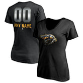 NHL Black Nashville Predators Women's Personalized Midnight Mascot Logo V-Neck T-Shirt