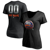 NHL Black New York Islanders Women's Personalized Midnight Mascot Logo V-Neck T-Shirt