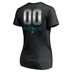 NHL Black San Jose Sharks Women's Personalized Midnight Mascot Logo V-Neck T-Shirt