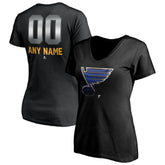 NHL Black St. Louis Blues Women's Personalized Midnight Mascot Logo V-Neck T-Shirt
