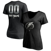 NHL Black Tampa Bay Lightning Women's Personalized Midnight Mascot Logo V-Neck T-Shirt