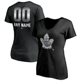 NHL Black Toronto Maple Leafs Women's Personalized Midnight Mascot Logo V-Neck T-Shirt