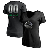 NHL Black Vancouver Canucks Women's Personalized Midnight Mascot Logo V-Neck T-Shirt