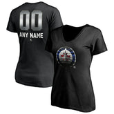 NHL Black Winnipeg Jets Women's Personalized Midnight Mascot Logo V-Neck T-Shirt