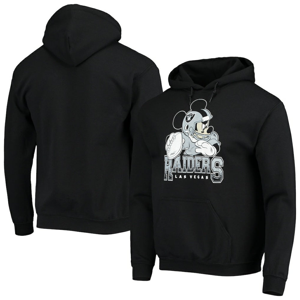 Junk Food Disney Mickey Quarterback Pullover Hoodie - Las Vegas Raiders