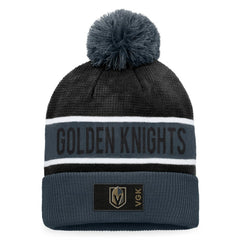 NHL Gray/Black Vegas Golden Knights Fanatics Authentic Pro Rink Cuffed Knit Hat with Pom
