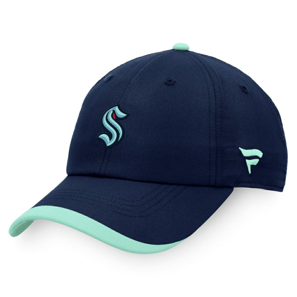 NHL Deep Sea Blue Seattle Kraken Fanatics Authentic Pro Rink Pinnacle Adjustable Hat