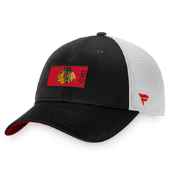 NHL Black/White Chicago Blackhawks Fanatics Authentic Pro Rink Trucker Snapback Hat