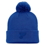 NHL Blue St. Louis Blues Fanatics Women's Authentic Pro Road Cuffed Knit Hat with Pom