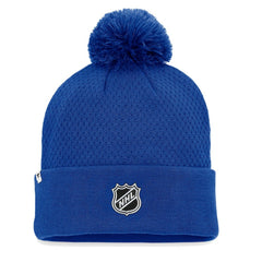 NHL Royal New York Islanders Fanatics Women's Authentic Pro Road Cuffed Knit Hat with Pom